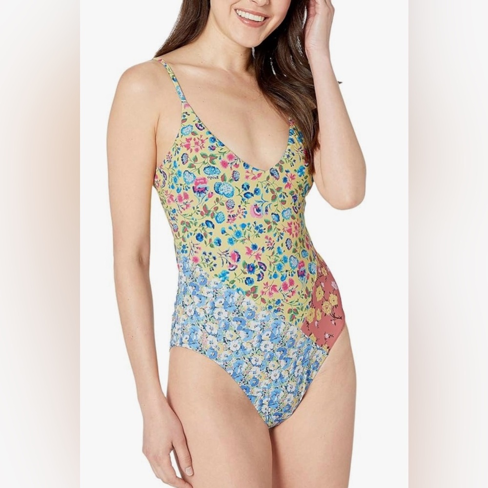 Polo Ralph Lauren Women's Floral Mix Spliced Floral One-Piece Swimsuit